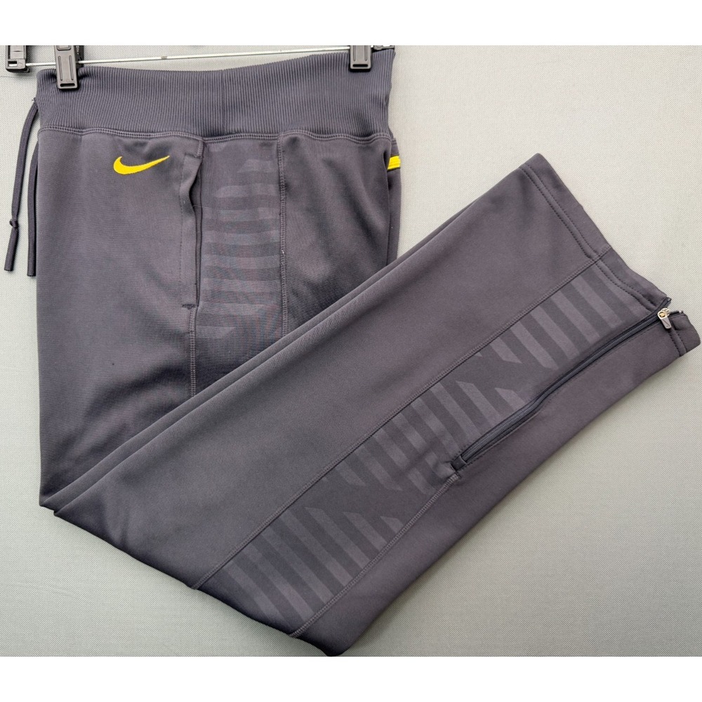 Nike Livestrong Dri-FIT Track Pants Grey Yellow Ankle Zip Stain | Men's Small